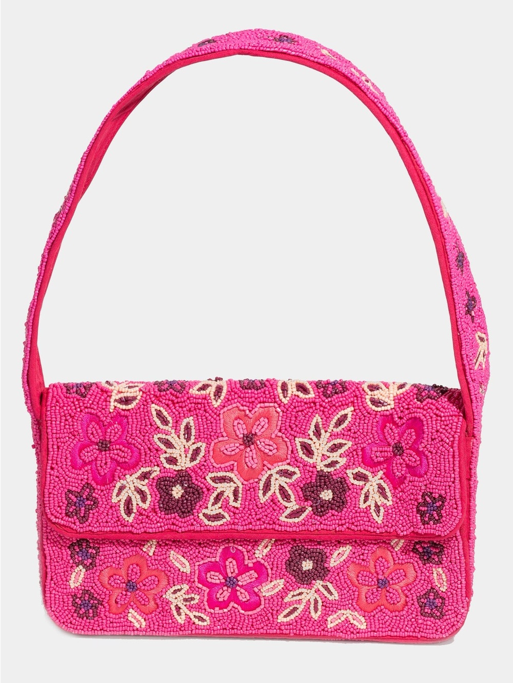 Antik Kraft Pink Floral Beaded Shoulder Bag